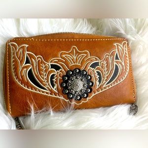 Leather western clutch